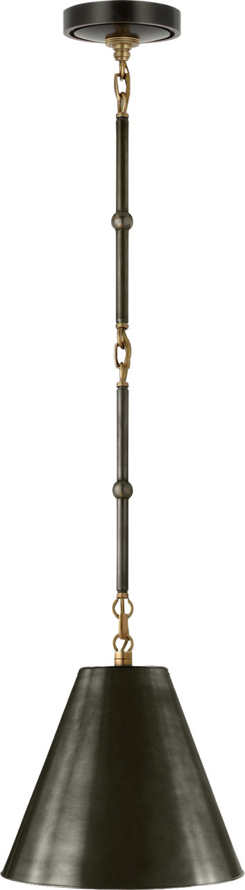 Goodman Petite Hanging Shade in Bronze and Hand-Rubbed Antique Brass with Bronze Shade