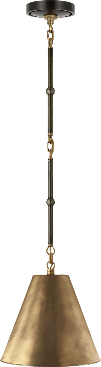 Goodman Petite Hanging Shade in Bronze and Hand-Rubbed Antique Brass with Hand-Rubbed Antique Brass Shade