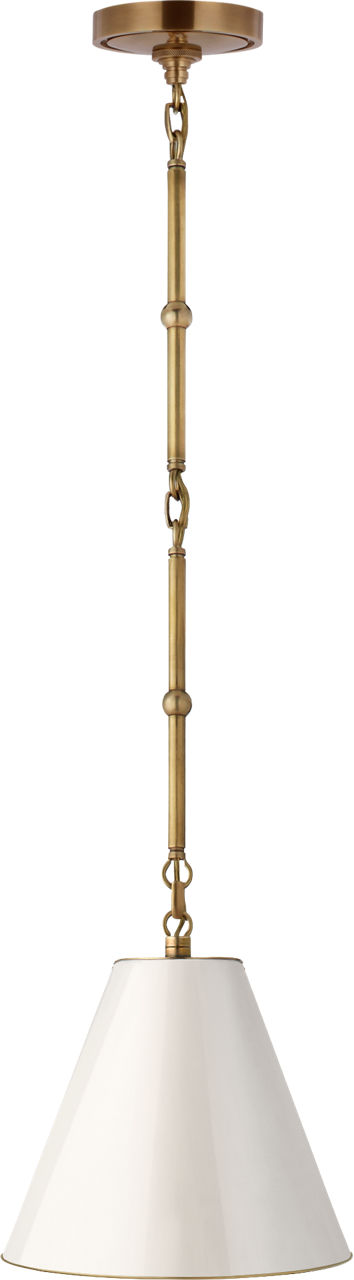 Goodman Petite Hanging Shade in Hand-Rubbed Antique Brass with Antique White Shade