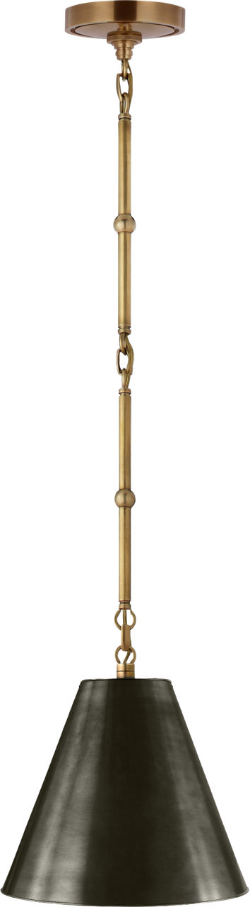 Goodman Petite Hanging Shade in Hand-Rubbed Antique Brass with Bronze Shade