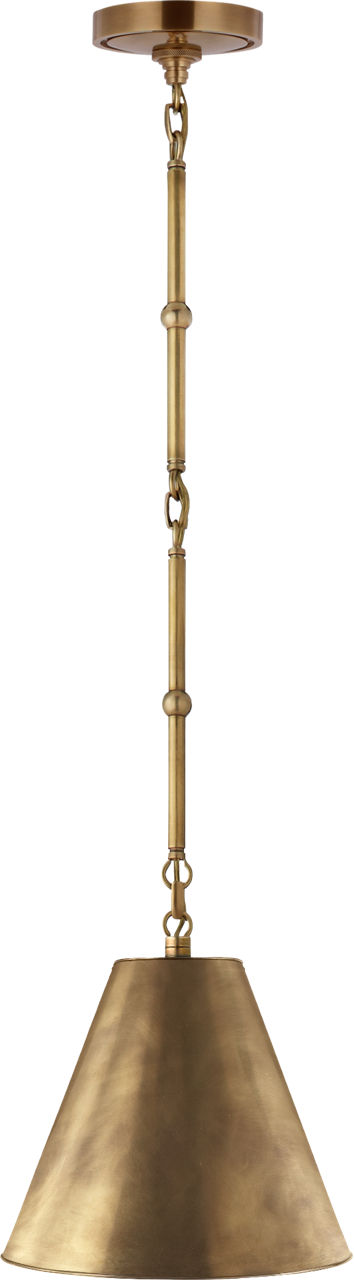 Goodman Petite Hanging Shade in Hand-Rubbed Antique Brass with Hand-Rubbed Antique Brass Shade