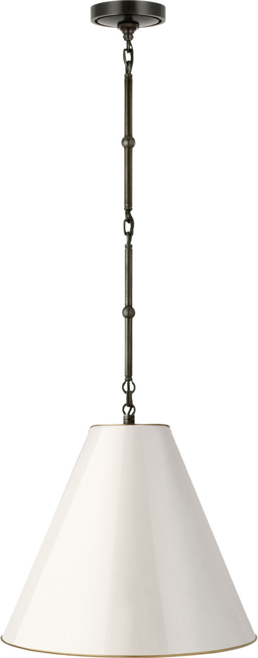 Goodman Small Hanging Light in Bronze with Antique White Shade