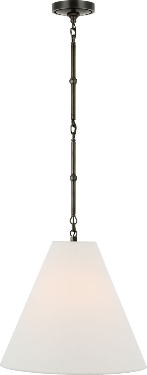 Goodman Small Hanging Light in Bronze with Linen Shade