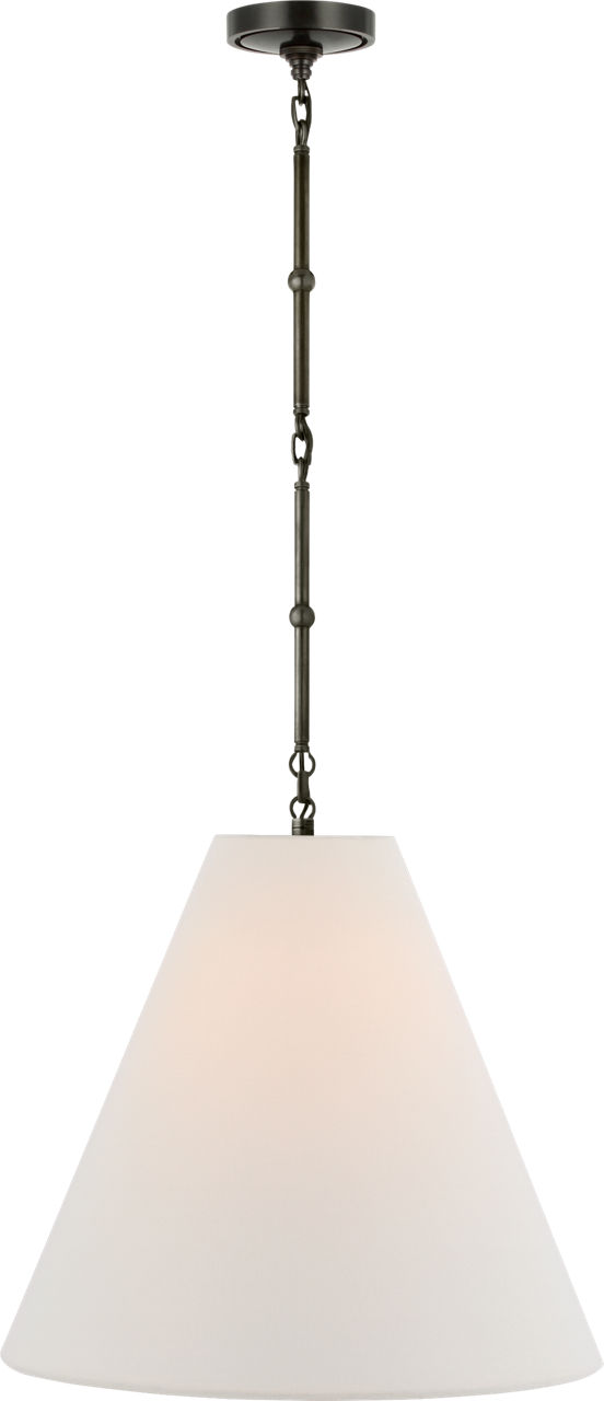 Goodman Medium Hanging Light in Bronze with Linen Shade
