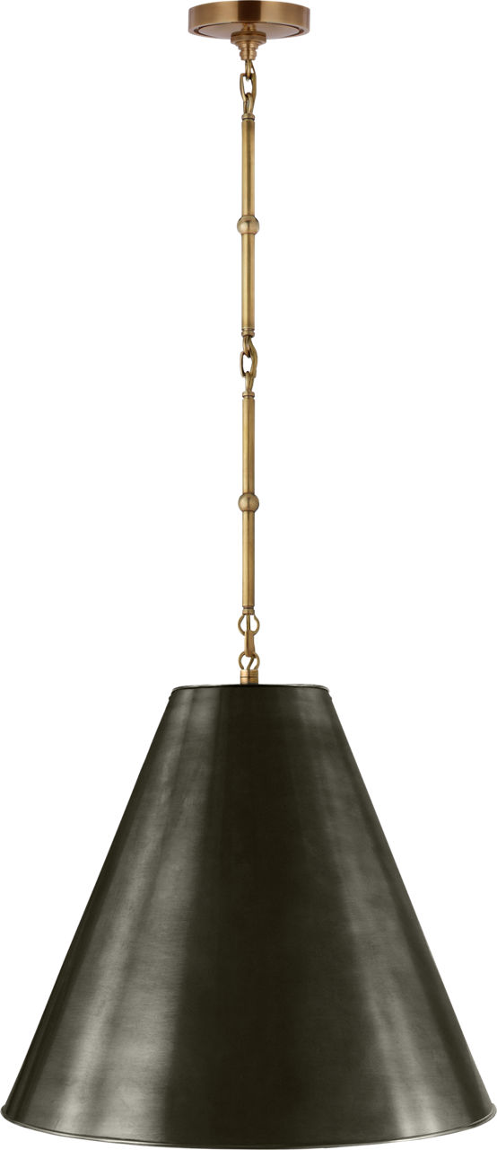 Goodman Medium Hanging Light in Hand-Rubbed Antique Brass with Bronze Shade