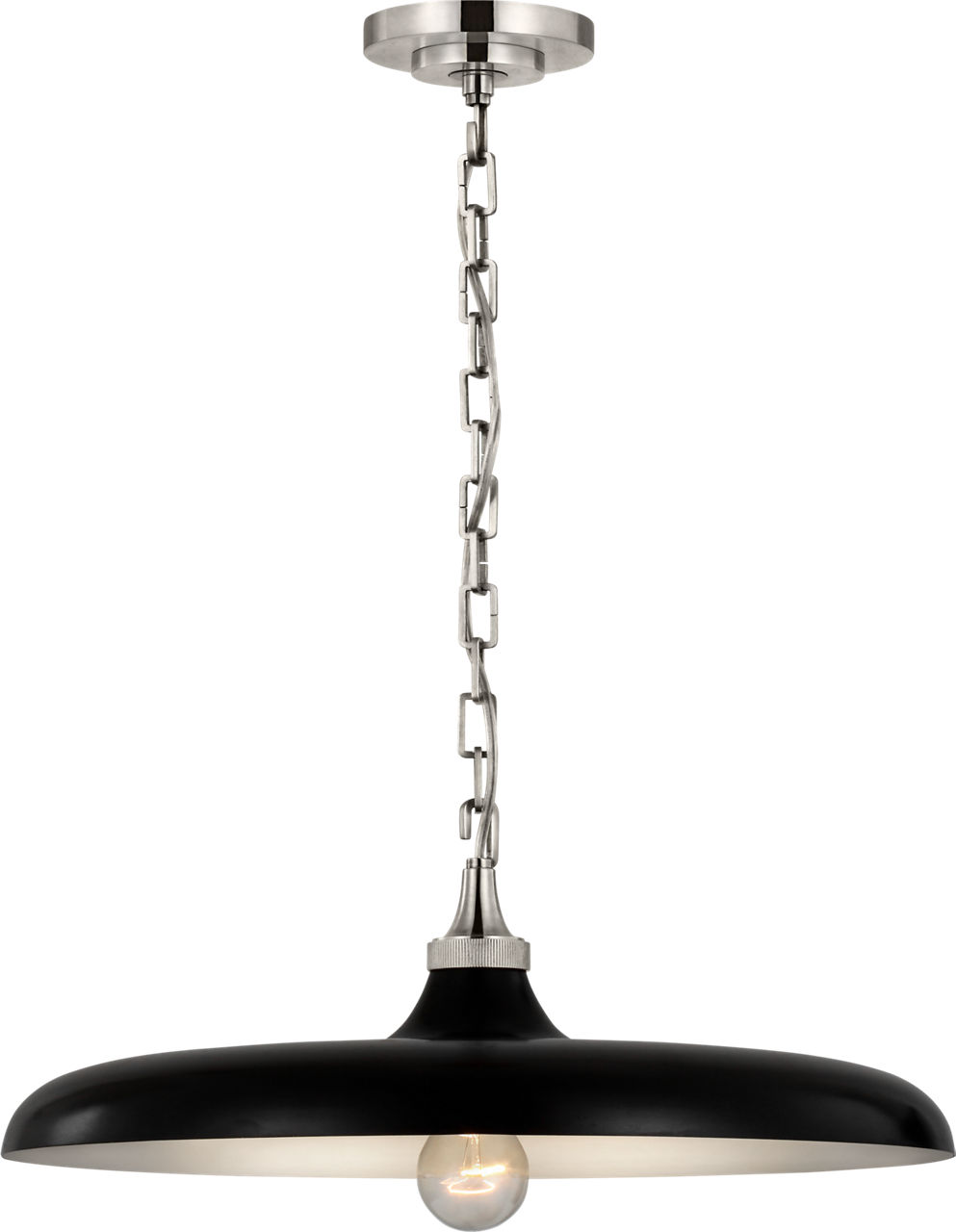 Piatto Medium Pendant in Polished Nickel with Aged Iron Shade