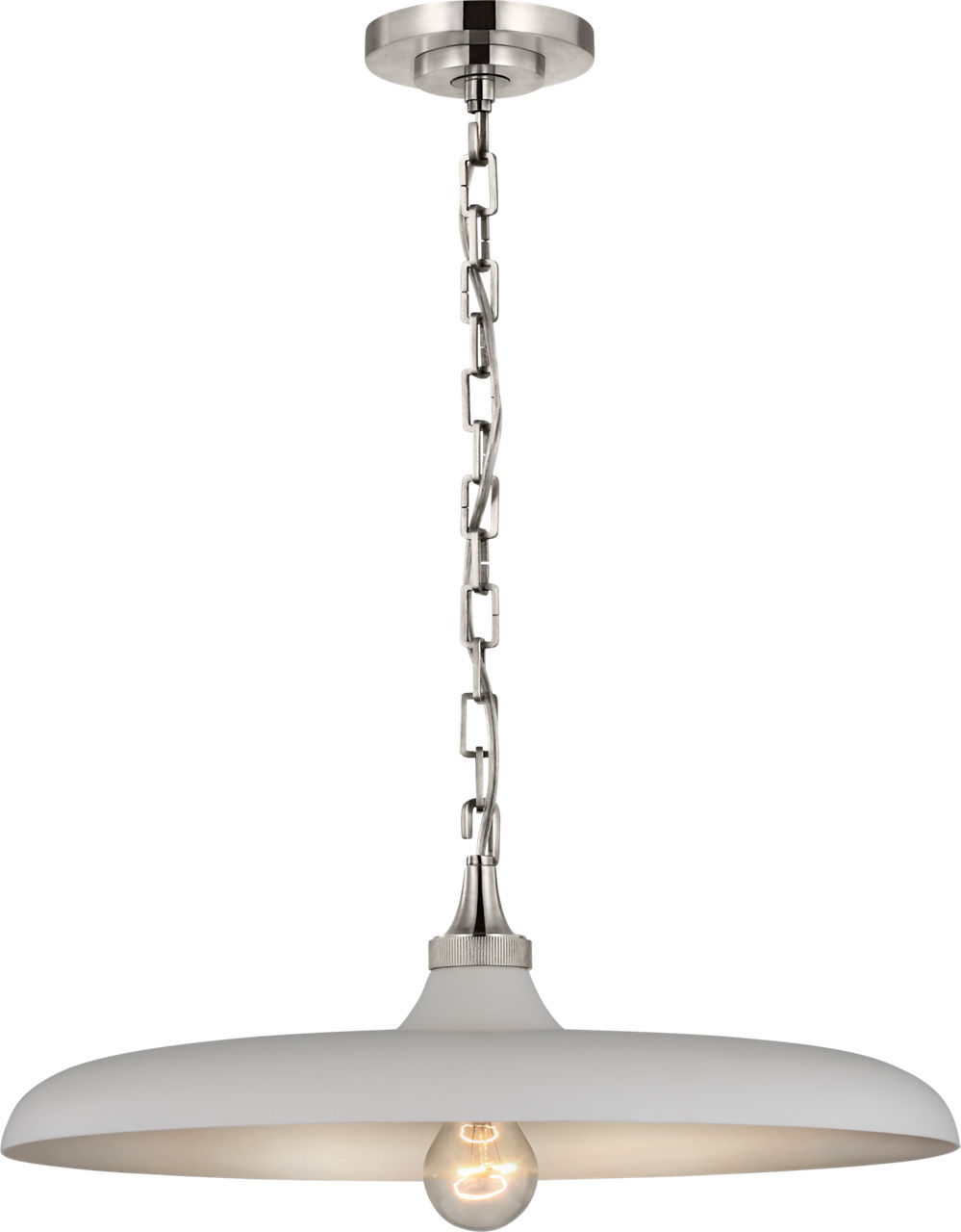 Piatto Medium Pendant in Polished Nickel with Plaster White Shade