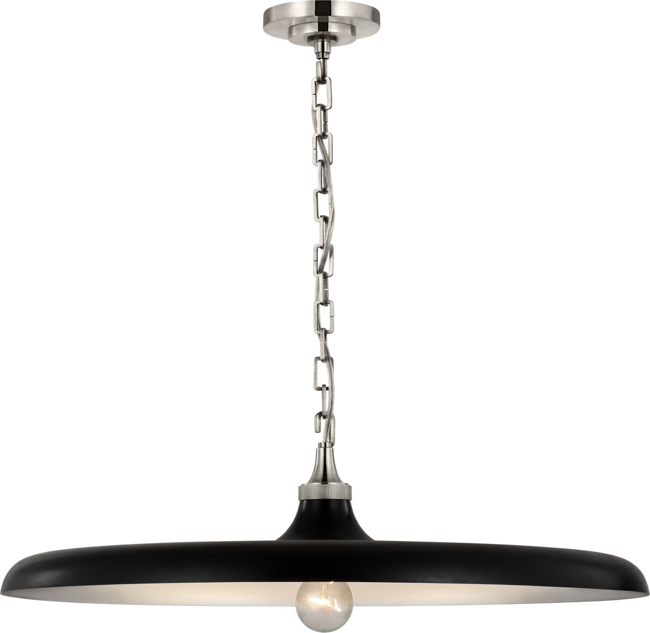 Piatto Large Pendant in Polished Nickel with Aged Iron Shade