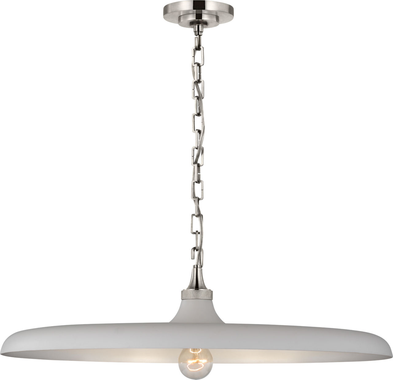 Piatto Large Pendant in Polished Nickel with Plaster White Shade