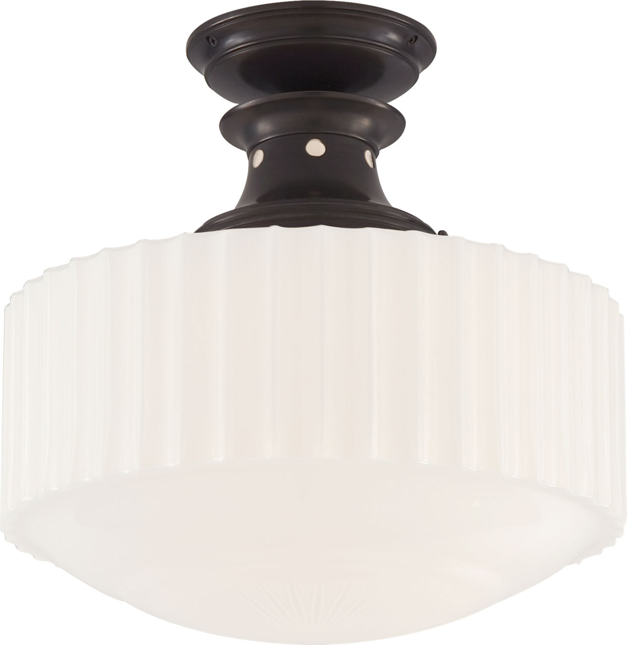 Milton Road Flush Mount in Bronze with White Glass