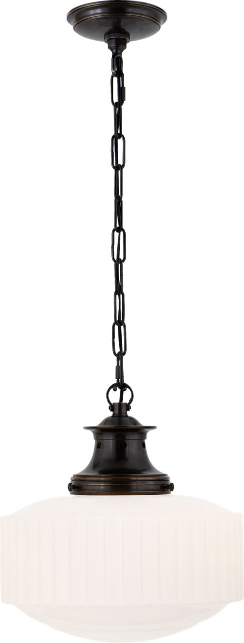 Milton Road Pendant in Bronze with White Glass