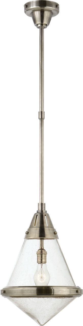 Gale Small Pendant in Antique Nickel with Seeded Glass