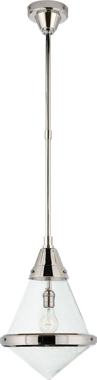 Gale Small Pendant in Polished Nickel with Seeded Glass