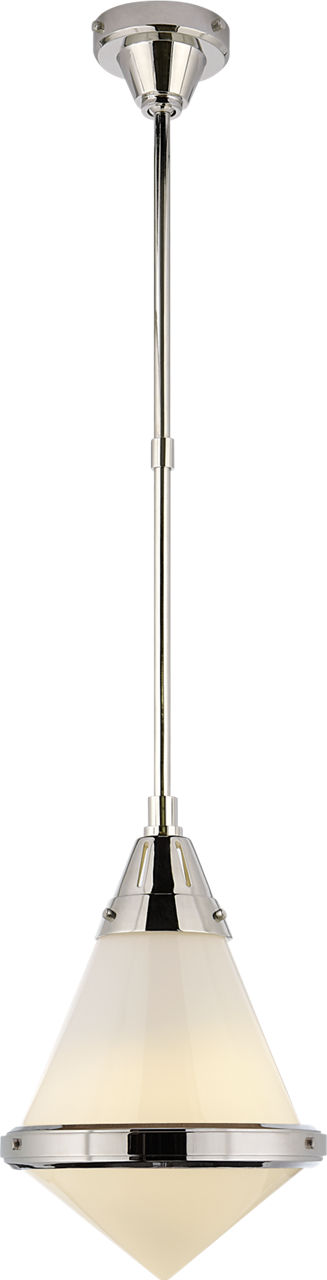 Gale Small Pendant in Polished Nickel with White Glass