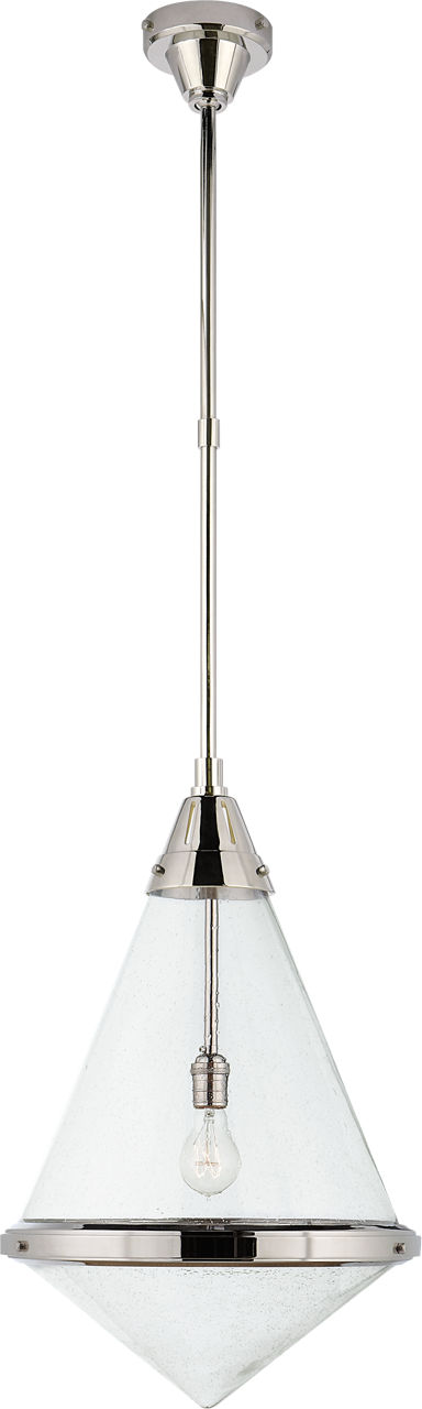 Gale Large Pendant in Polished Nickel with Seeded Glass
