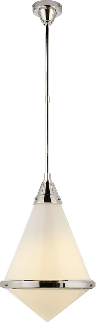 Gale Large Pendant in Polished Nickel with White Glass