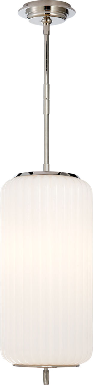 Eden Medium Pendant in Polished Nickel with White Glass