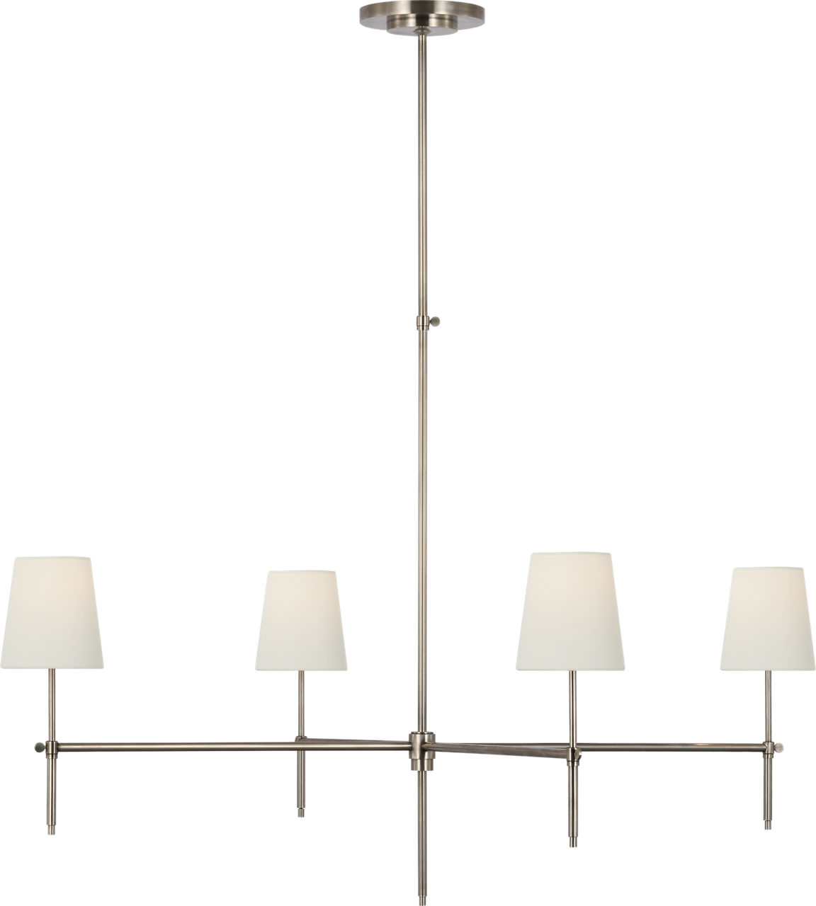 Bryant Extra Large Chandelier in Antique Nickel with Linen Shades