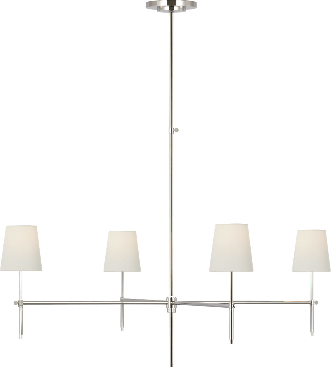 Bryant Extra Large Chandelier in Polished Nickel with Linen Shades