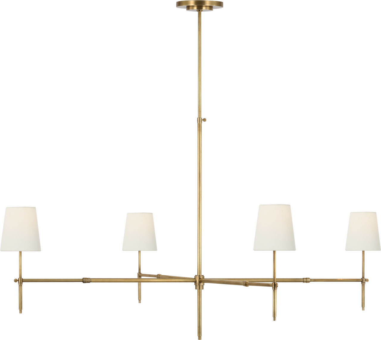 Bryant Grande Chandelier in Hand-Rubbed Antique Brass with Linen Shades