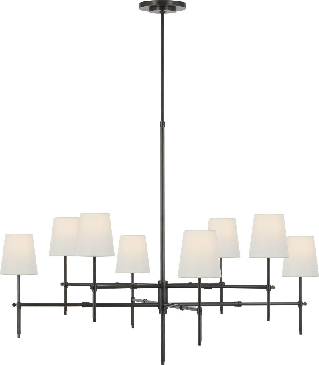 Bryant Extra Large Two Tier Chandelier in Bronze with Linen Shades
