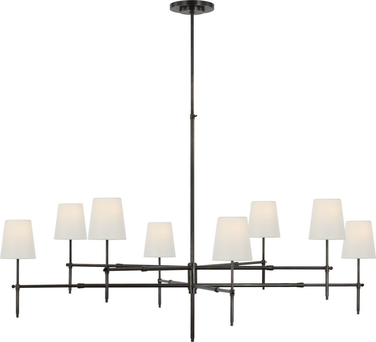 Bryant Grande Two Tier Chandelier in Bronze with Linen Shades