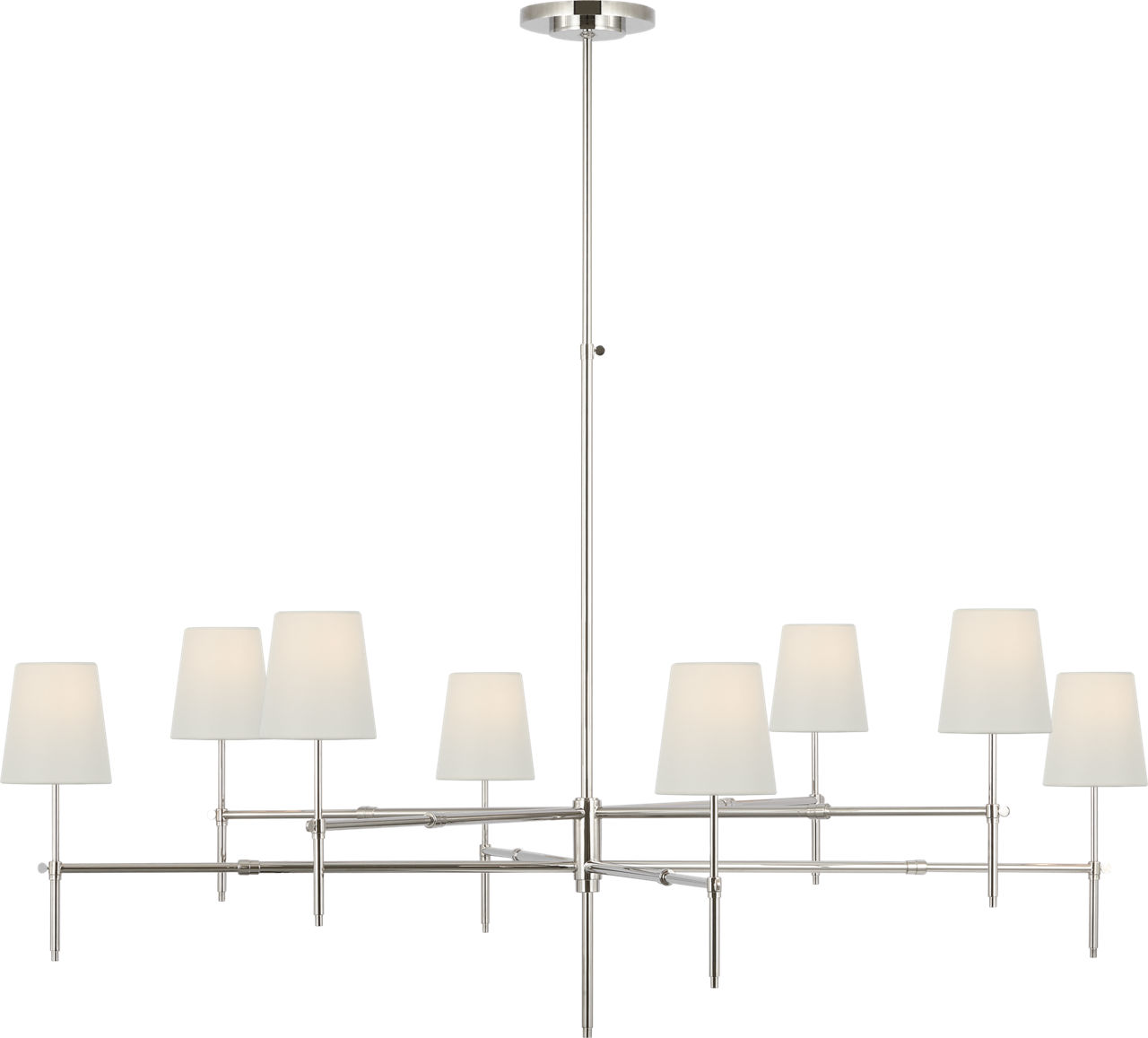 Bryant Grande Two Tier Chandelier in Polished Nickel with Linen Shades