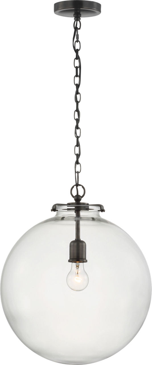 Katie Large Globe Pendant in Bronze with Clear Glass