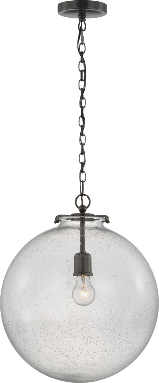 Katie Large Globe Pendant in Bronze with Seeded Glass