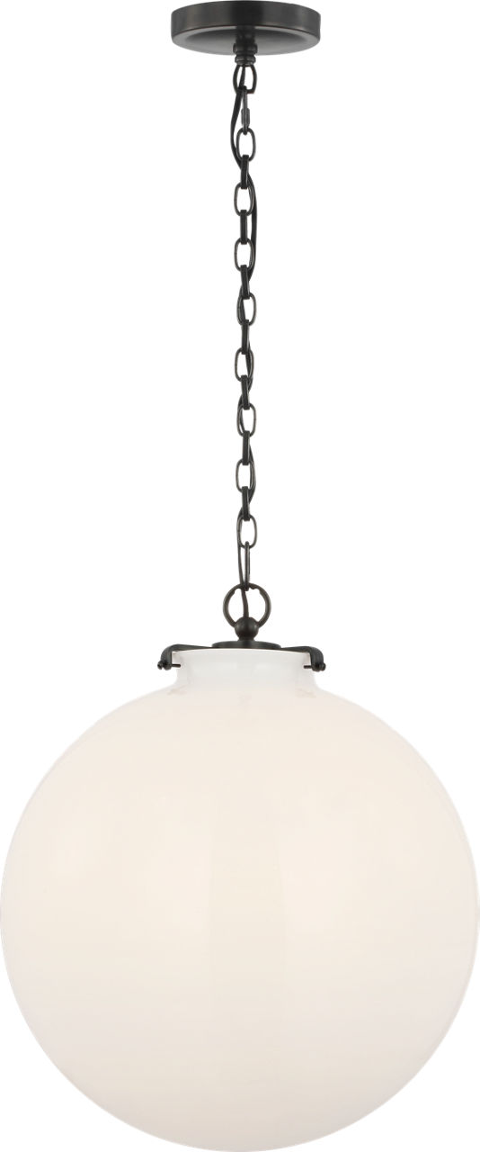 Katie Large Globe Pendant in Bronze with White Glass