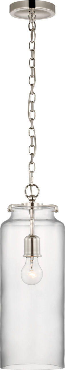 Katie Large Cylinder Pendant in Polished Nickel with Clear Glass