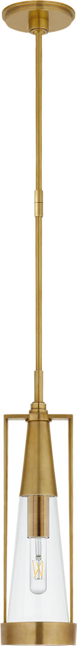 Calix Small Pendant in Hand-Rubbed Antique Brass with Clear Glass