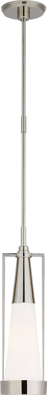 Calix Small Pendant in Polished Nickel with White Glass
