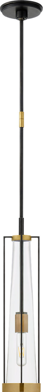 Calix Tall Pendant in Bronze and Brass with Clear Glass