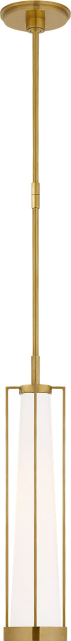 Calix Tall Pendant in Hand-Rubbed Antique Brass with White Glass
