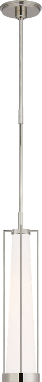 Calix Tall Pendant in Polished Nickel with White Glass