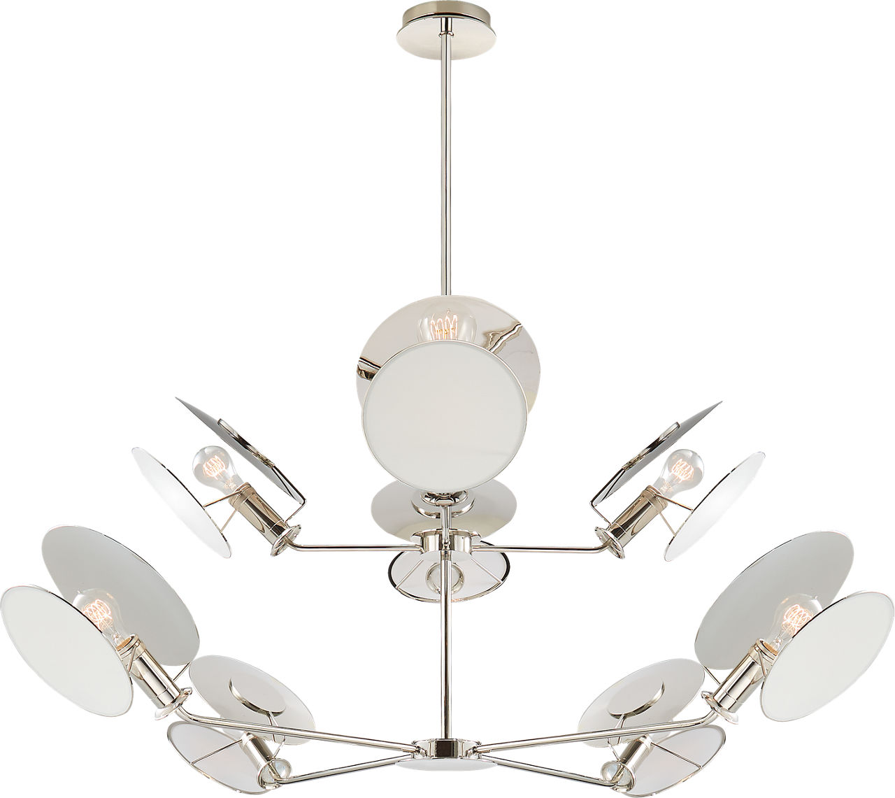 Osiris Large Reflector Chandelier in Polished Nickel with Linen Diffuser
