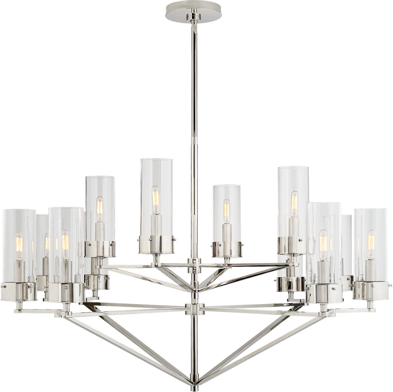 Marais Large Chandelier in Polished Nickel with Clear Glass