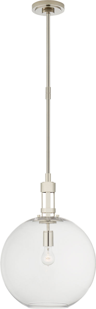 Gable Large Globe Pendant in Polished Nickel with Clear Glass