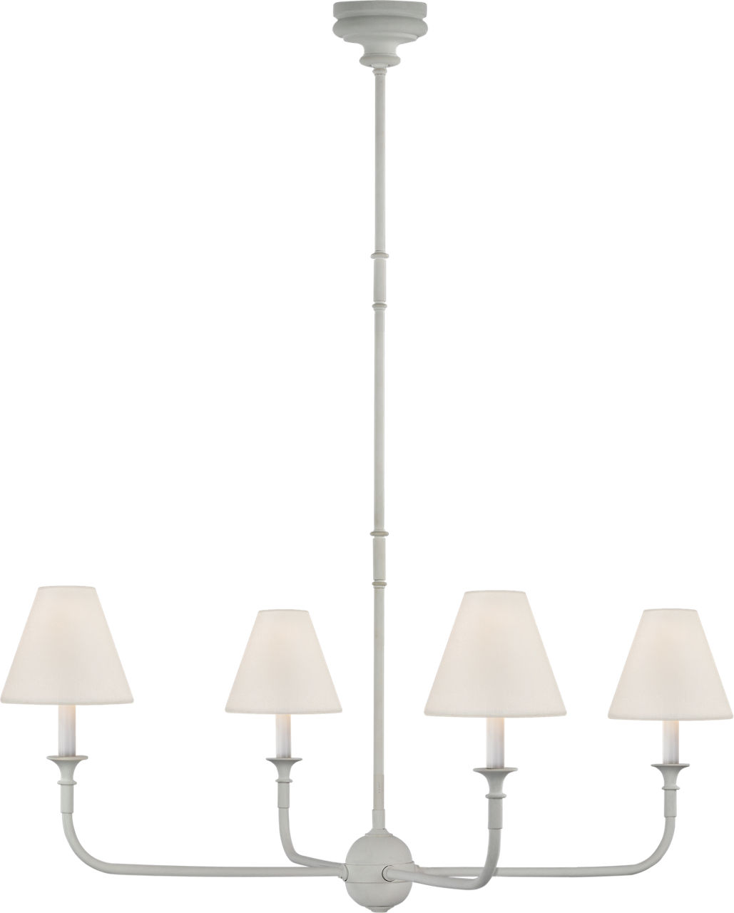 Piaf Large Chandelier in Plaster White with Linen Shades