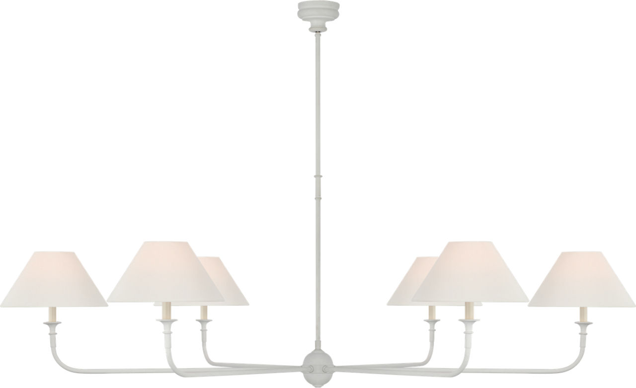 Piaf Oversized Chandelier in Plaster White with Linen Shades