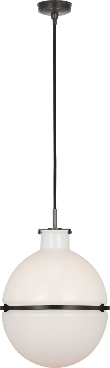 Maxey 14" Globe Pendant in Bronze with White Glass