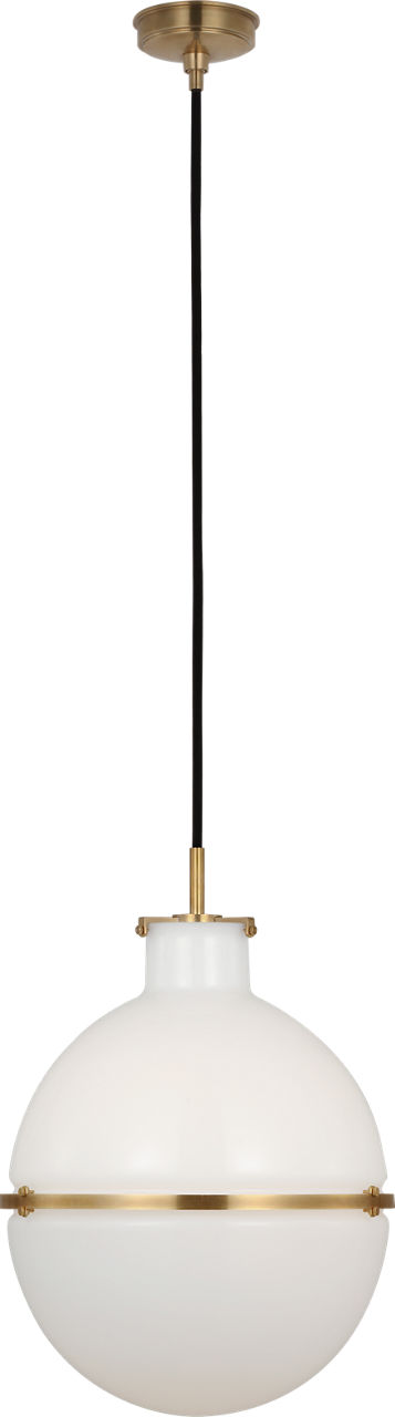 Maxey 14" Globe Pendant in Hand-Rubbed Antique Brass with White Glass