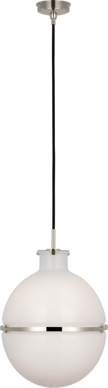 Maxey 14" Globe Pendant in Polished Nickel with White Glass