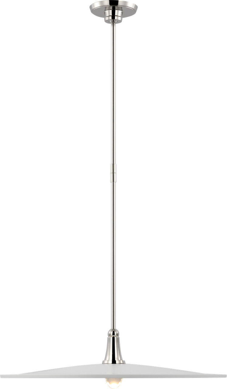 Truesdell 24" Pendant in Polished Nickel with White Shade