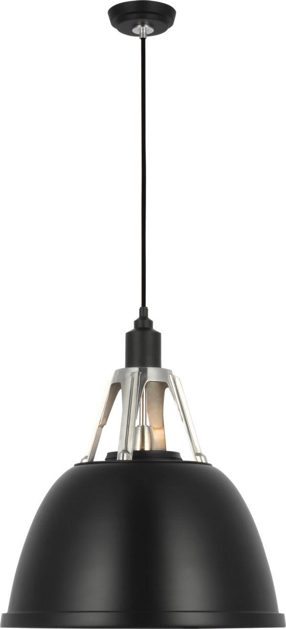 Gunner 18" Pendant in Black and Polished Aluminum