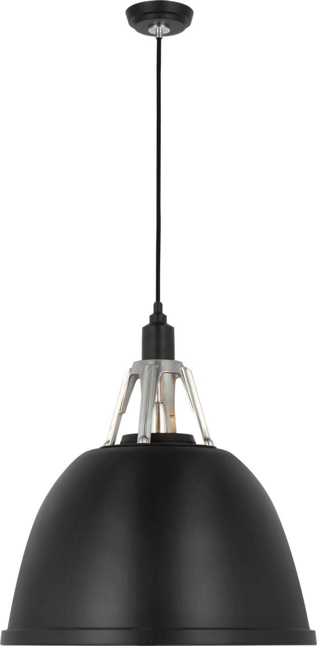 Gunner 22" Pendant in Black and Polished Aluminum