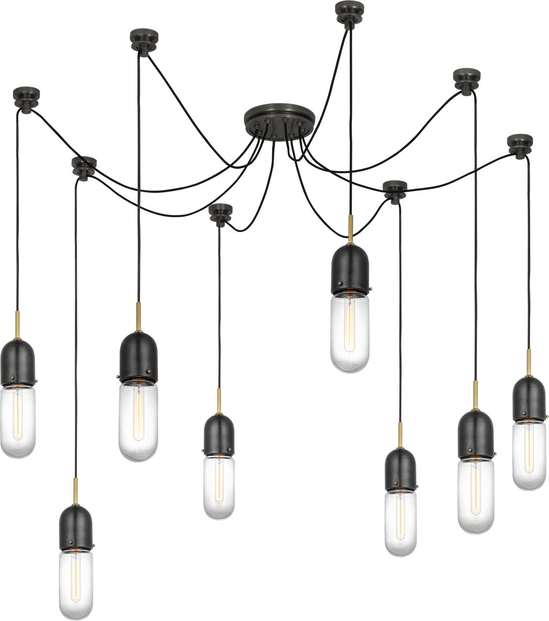 Junio 8-Light Chandelier in Bronze and Brass with Clear Glass