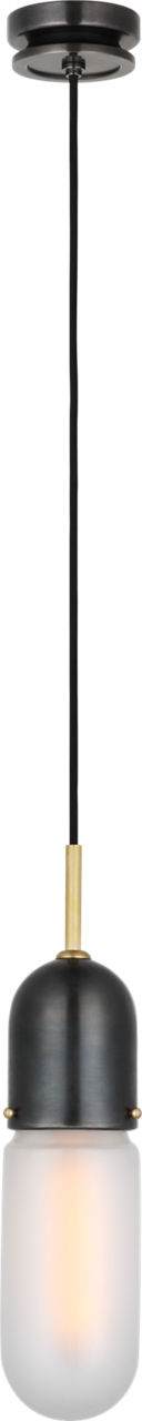 Junio Single Light Pendant in Bronze and Brass with Frosted Glass
