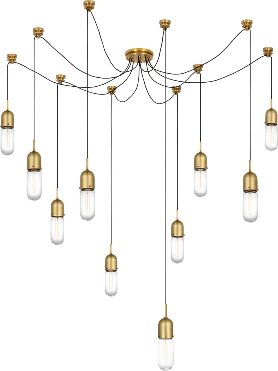 Junio 10-Light Chandelier in Hand-Rubbed Antique Brass with Clear Glass